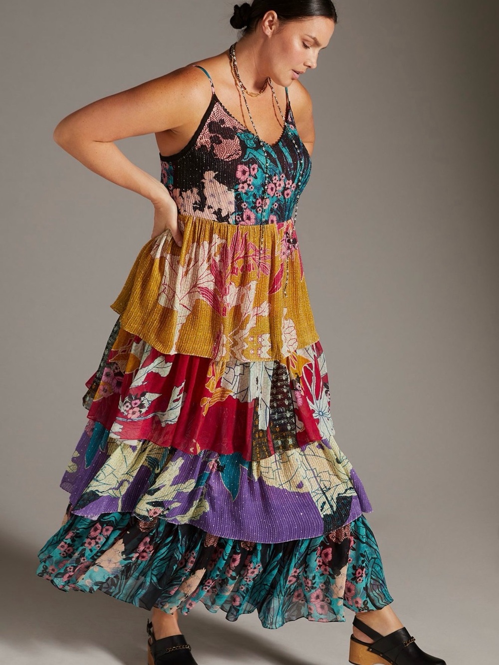 Anthropologie Tiered Maxi Dress by Bhanuni 10P NWOT